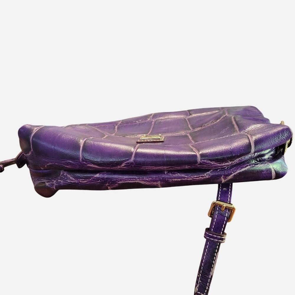 Dooney & Bourke Purple Fredrica Croc Embossed Leather Crossbody Purse - Picture 5 of 8